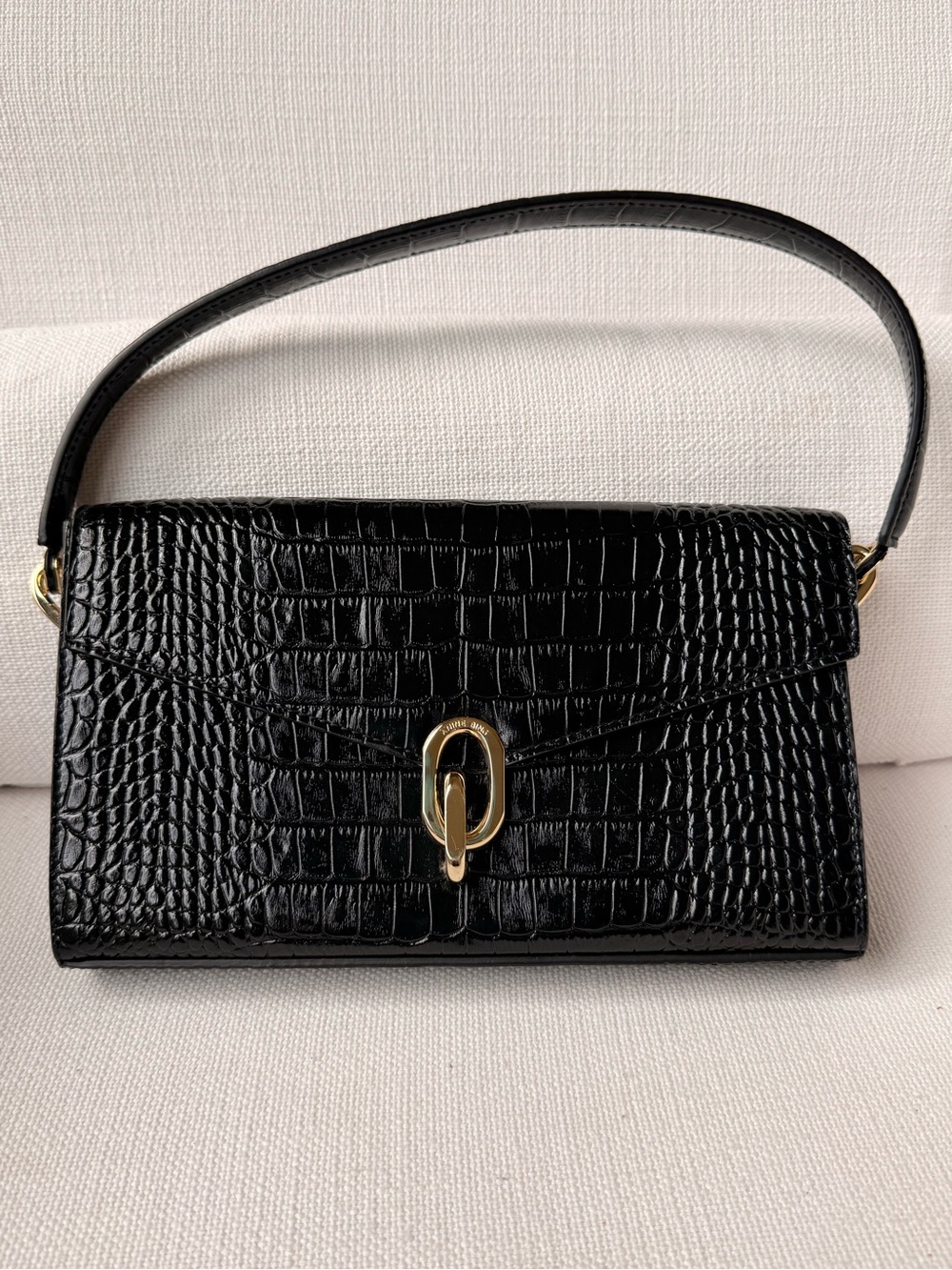 Anine Bing Colette Croc Embossed Leather Shoulder Bag - Picture 3 of 6